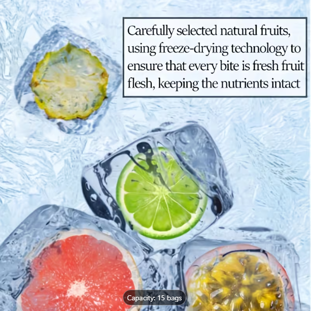 15-Flavor Colorful Fruit Tea Cold Brew Bags | Freeze-Dried Fruit, Vitamin C, No Sugar | 150g