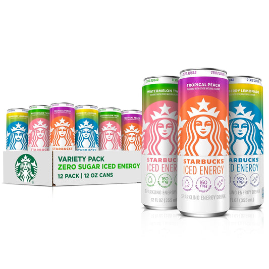 Starbucks Iced Energy Drink | Zero Sugar Variety Pack | 160mg Plant-Based Caffeine | 12 fl. oz. (Pack of 12)