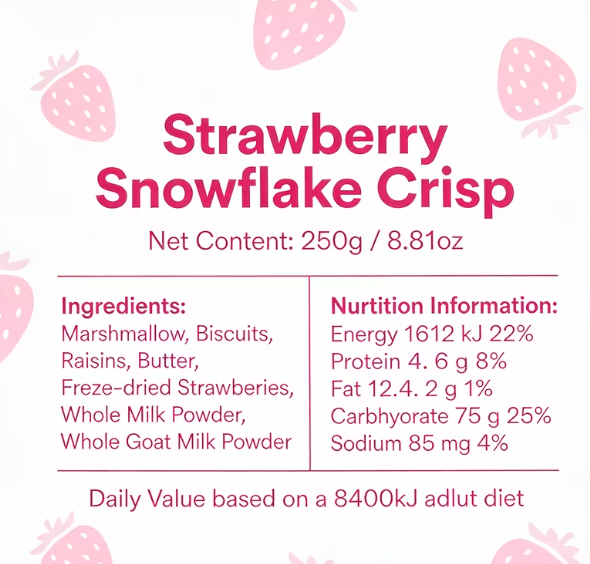 Strawberry Goat Milk Snow Crispy Snacks – 20-Pack | Freeze-Dried & Gluten-Free