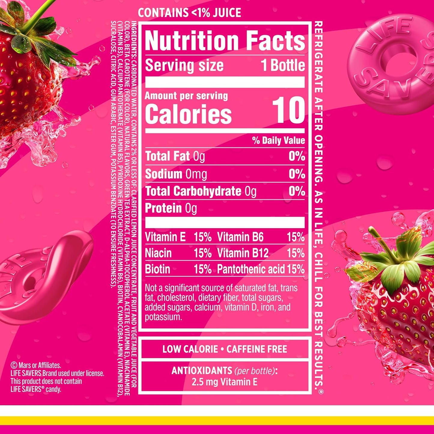 Sparkling Ice LIFESAVERS Strawberry Sparkling Water, Zero Sugar, 17 fl. oz. (Pack of 12)
