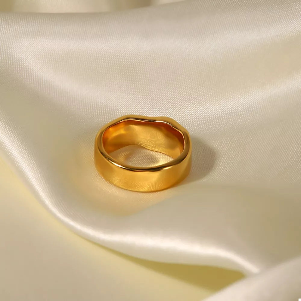 18K Gold-Plated Pearl Ring | Stainless Steel Band | Sizes 6–8