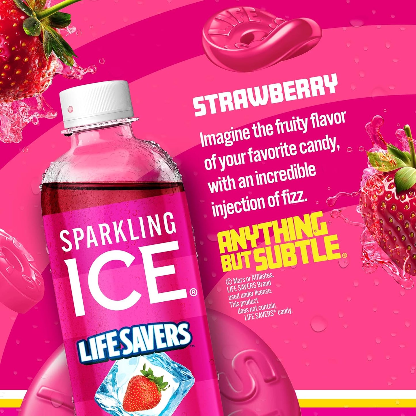 Sparkling Ice LIFESAVERS Strawberry Sparkling Water, Zero Sugar, 17 fl. oz. (Pack of 12)