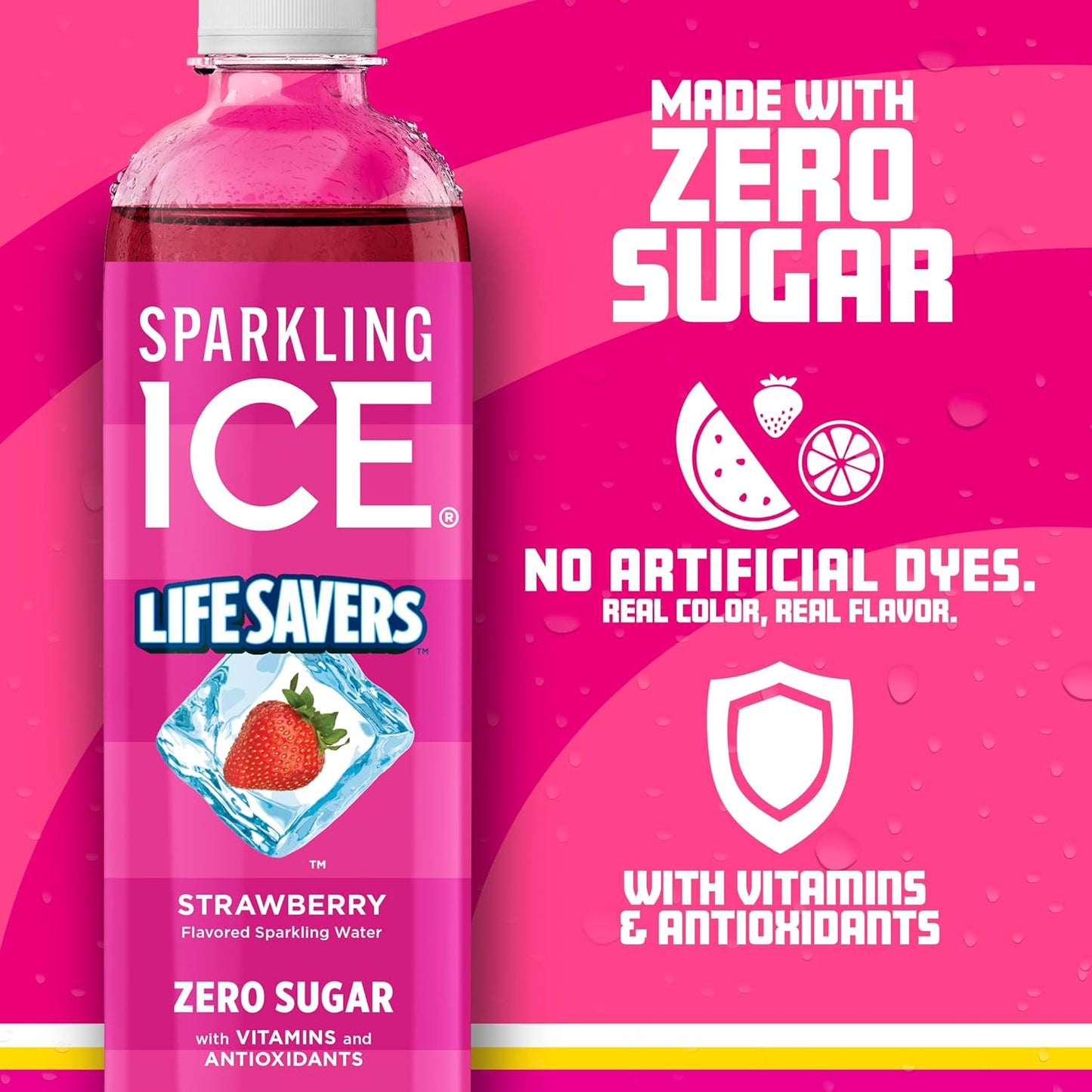 Sparkling Ice LIFESAVERS Strawberry Sparkling Water, Zero Sugar, 17 fl. oz. (Pack of 12)