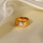 18K Gold-Plated Pearl Ring | Stainless Steel Band | Sizes 6–8
