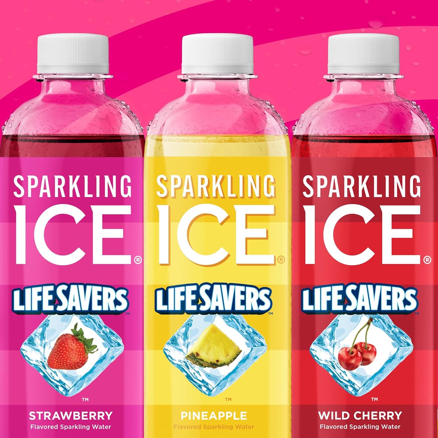 Sparkling Ice LIFESAVERS Strawberry Sparkling Water, Zero Sugar, 17 fl. oz. (Pack of 12)