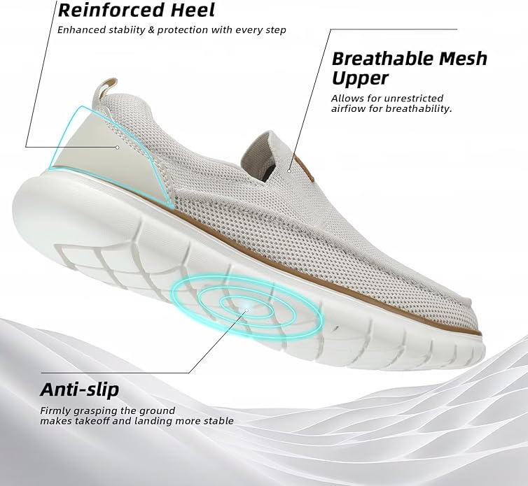 Men's Slip-On Knit Loafer Sneakers – Memory Foam Insole, EVA Sole & Breathable Upper