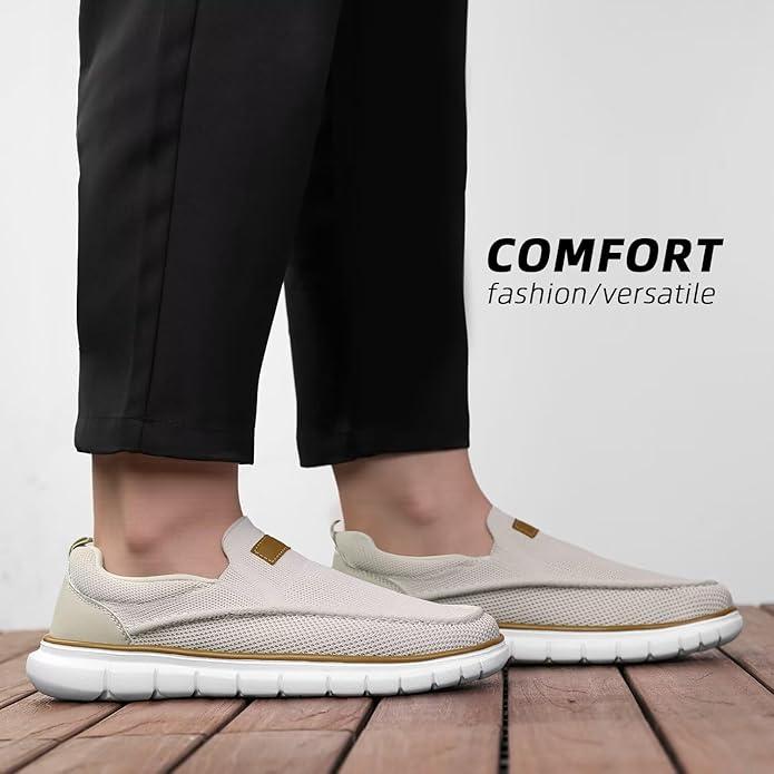 Men's Slip-On Knit Loafer Sneakers – Memory Foam Insole, EVA Sole & Breathable Upper