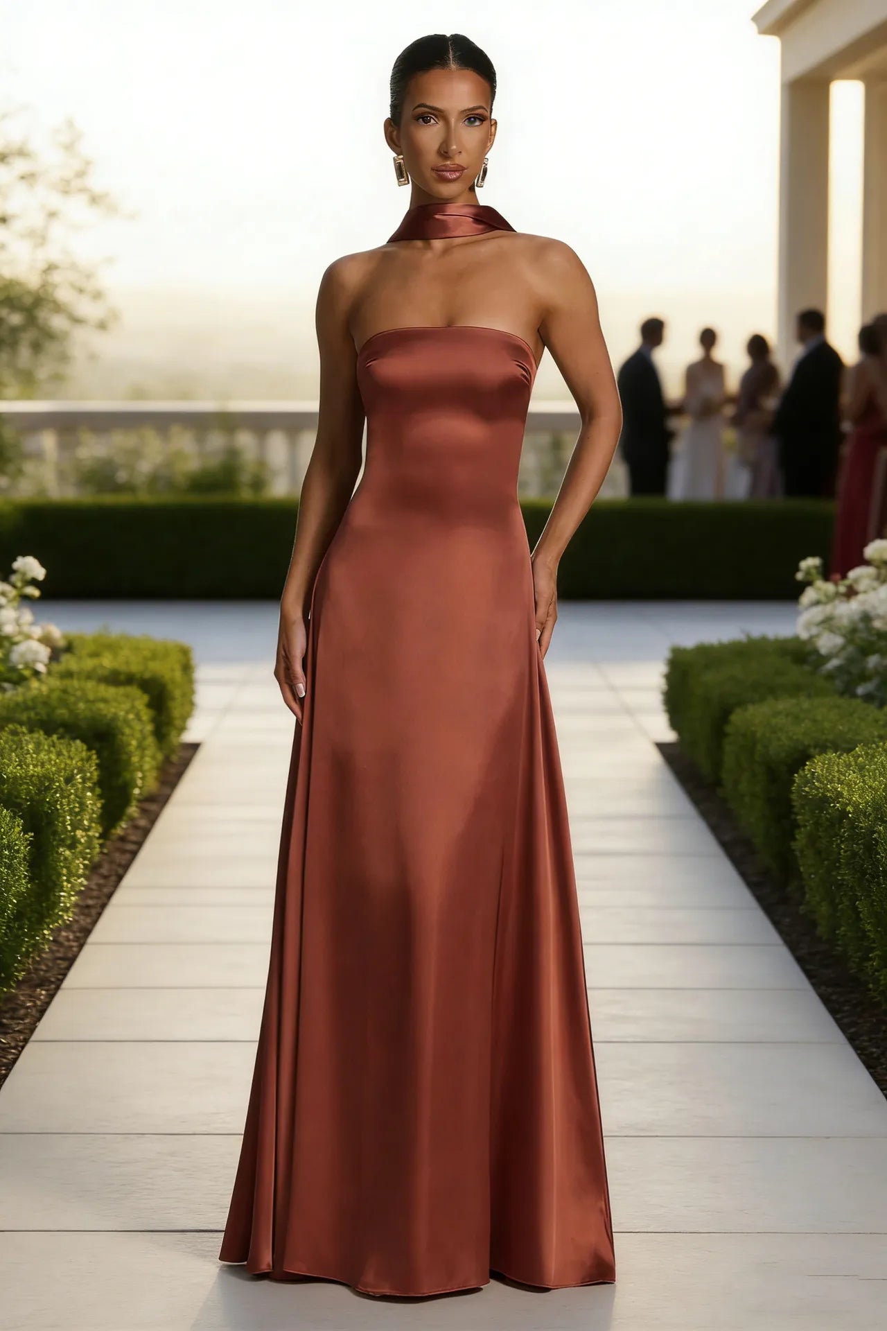 Women's Backless Tube Top High Waist Maxi Evening Gown