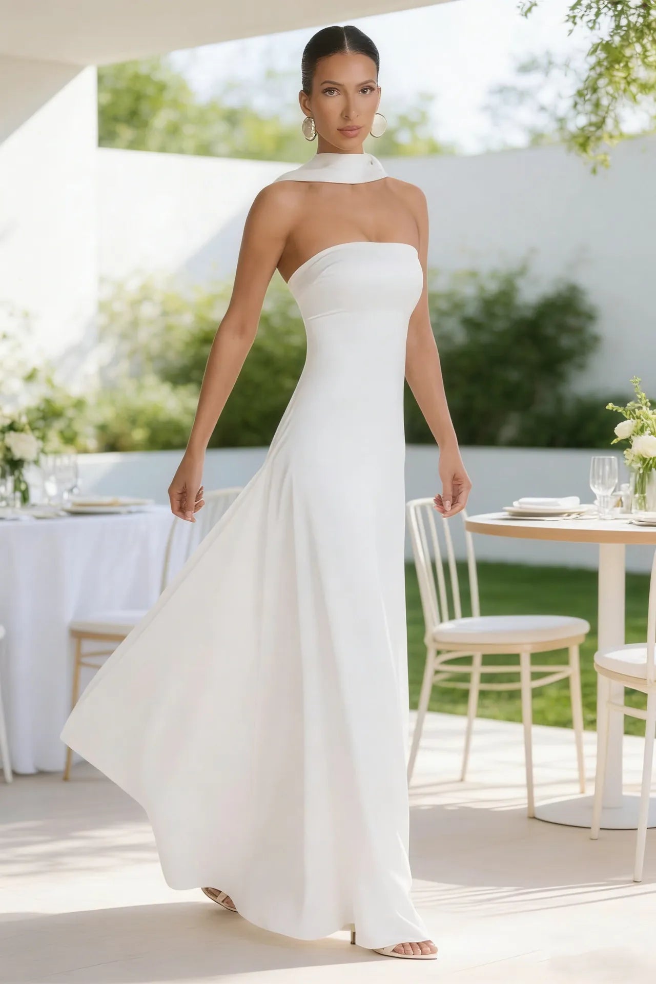 Women's Backless Tube Top High Waist Maxi Evening Gown