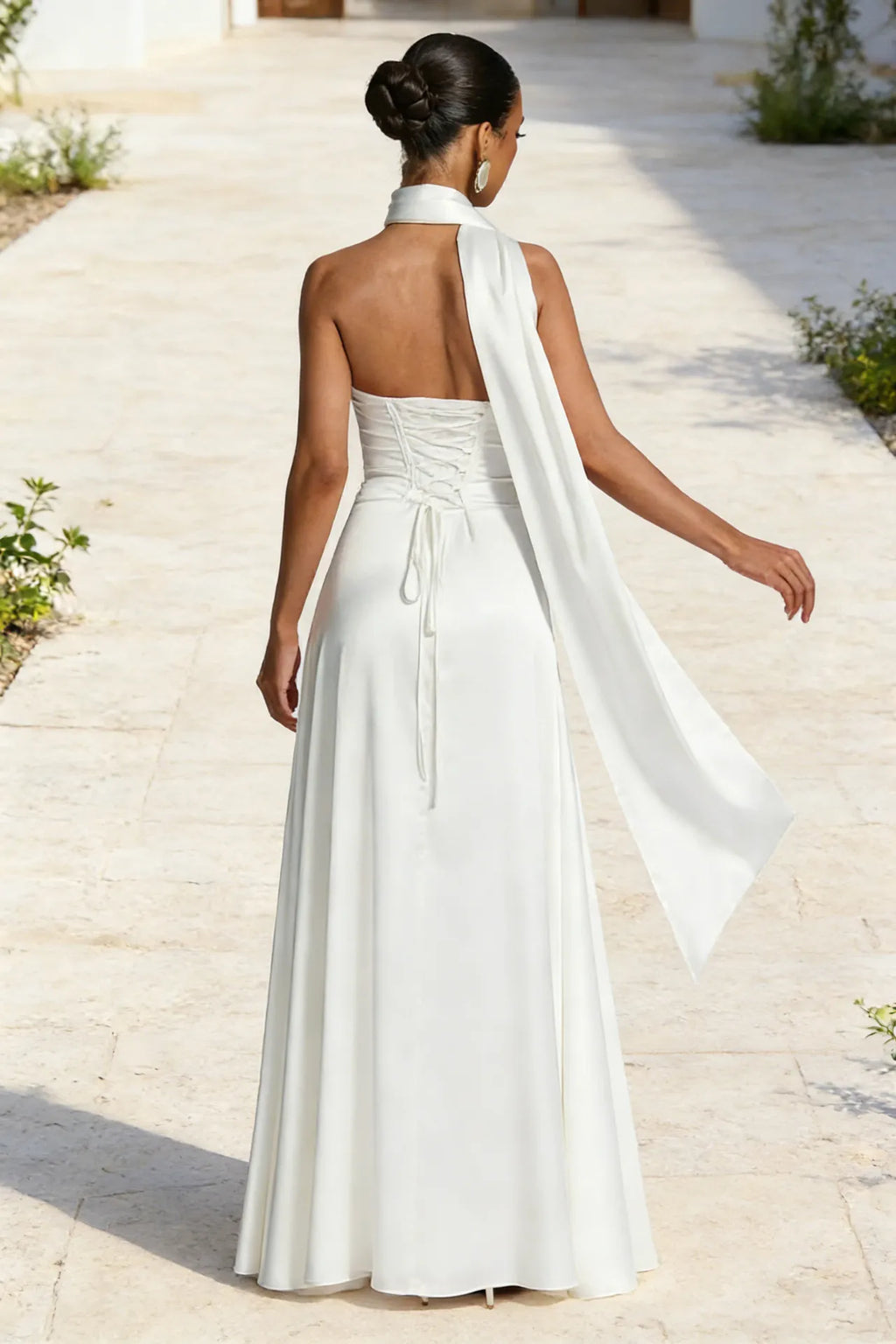 Women's Backless Tube Top High Waist Maxi Evening Gown
