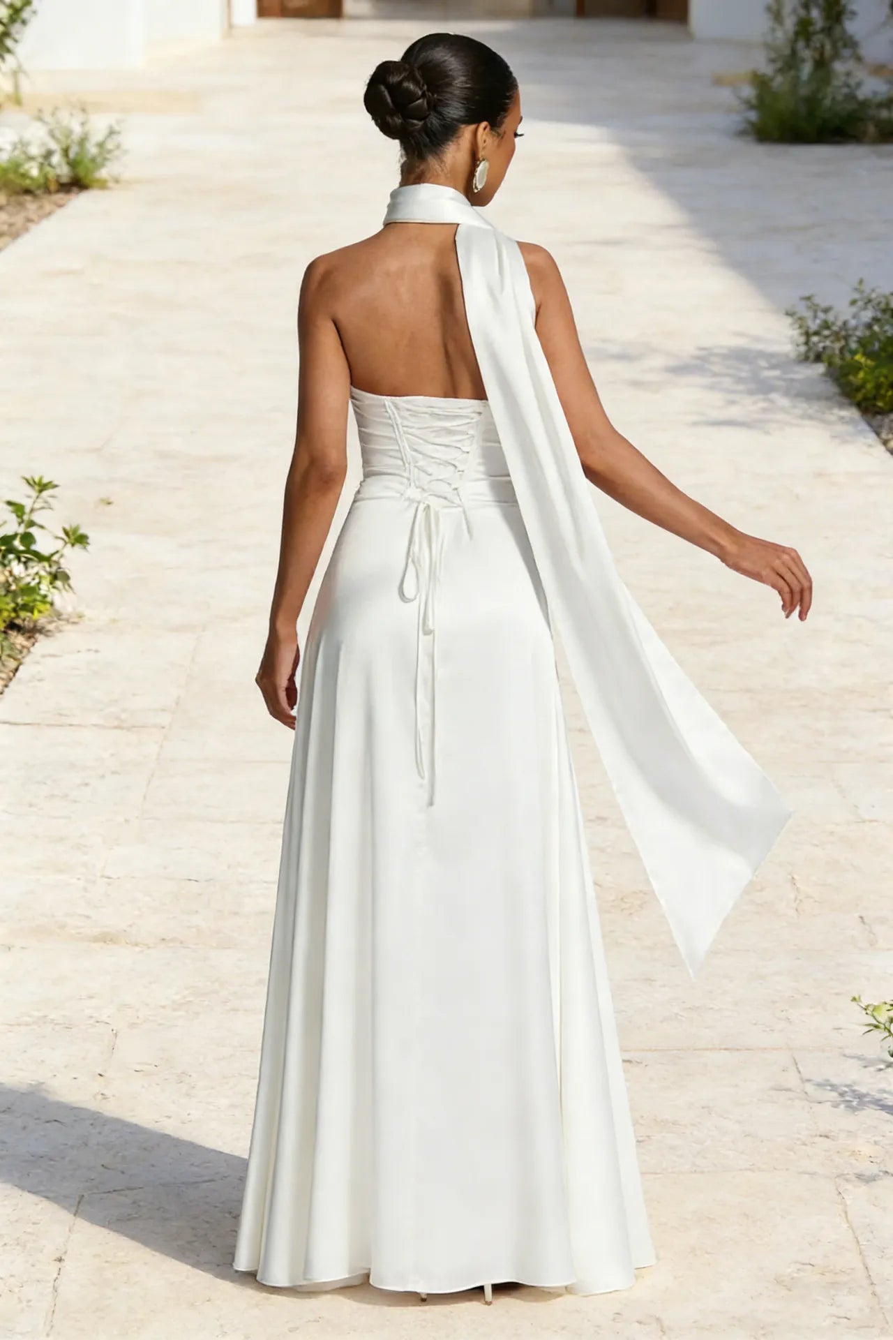 Women's Backless Tube Top High Waist Maxi Evening Gown