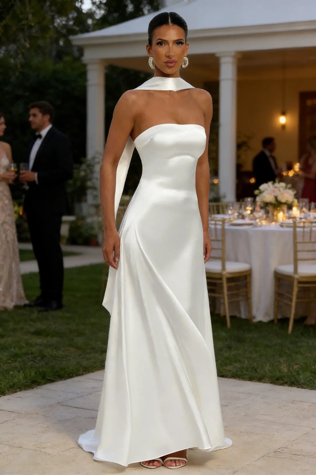 Women's Backless Tube Top High Waist Maxi Evening Gown