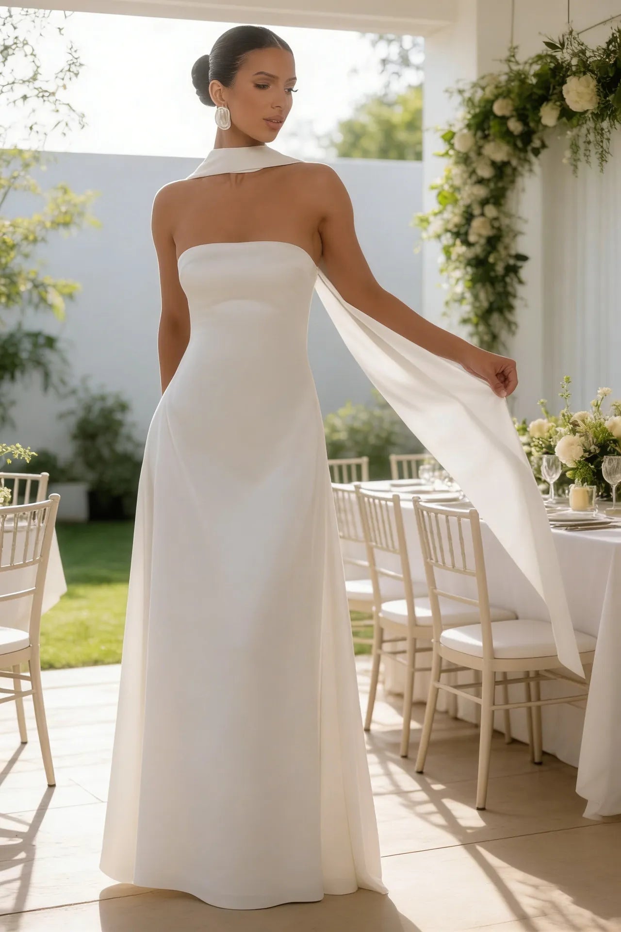 Women's Backless Tube Top High Waist Maxi Evening Gown