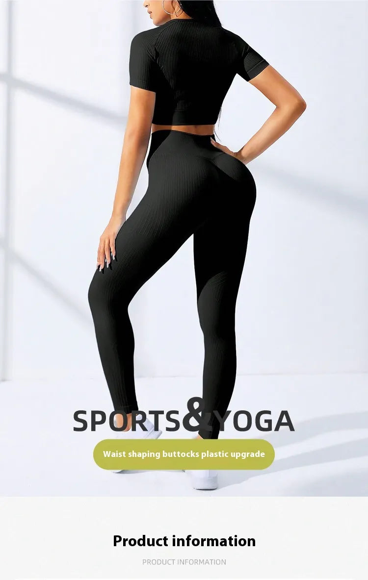 Women's High Waist Yoga Set – Sports Bra & Biker Shorts, Moisture-Wicking
