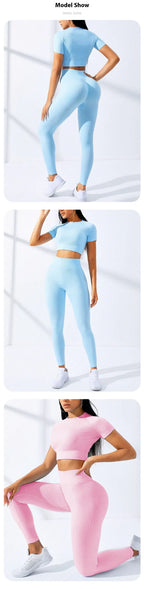 Women's High Waist Yoga Set – Sports Bra & Biker Shorts, Moisture-Wicking