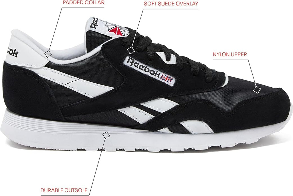 Reebok Classic Nylon Men's Sneakers – EVA Cushioning & Rubber Outsole