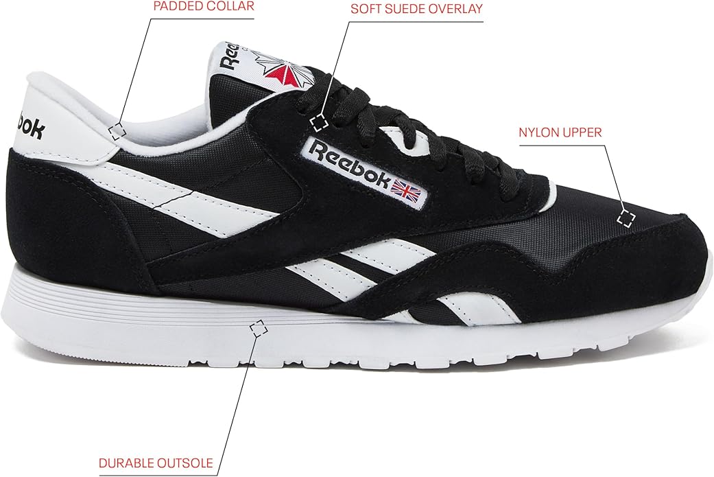 Reebok Classic Nylon Men's Sneakers – EVA Cushioning & Rubber Outsole