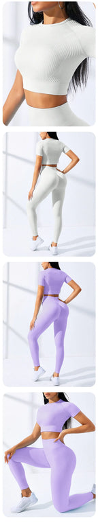 Women's High Waist Yoga Set – Sports Bra & Biker Shorts, Moisture-Wicking