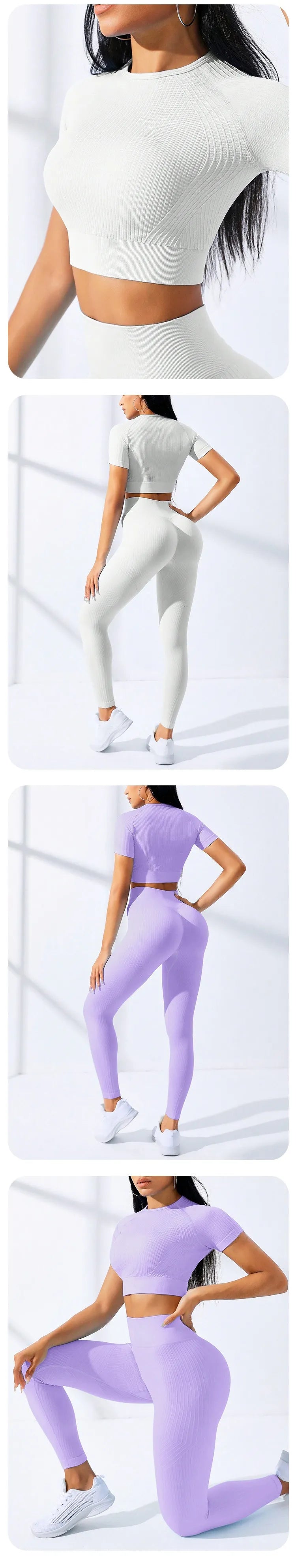 Women's High Waist Yoga Set – Sports Bra & Biker Shorts, Moisture-Wicking