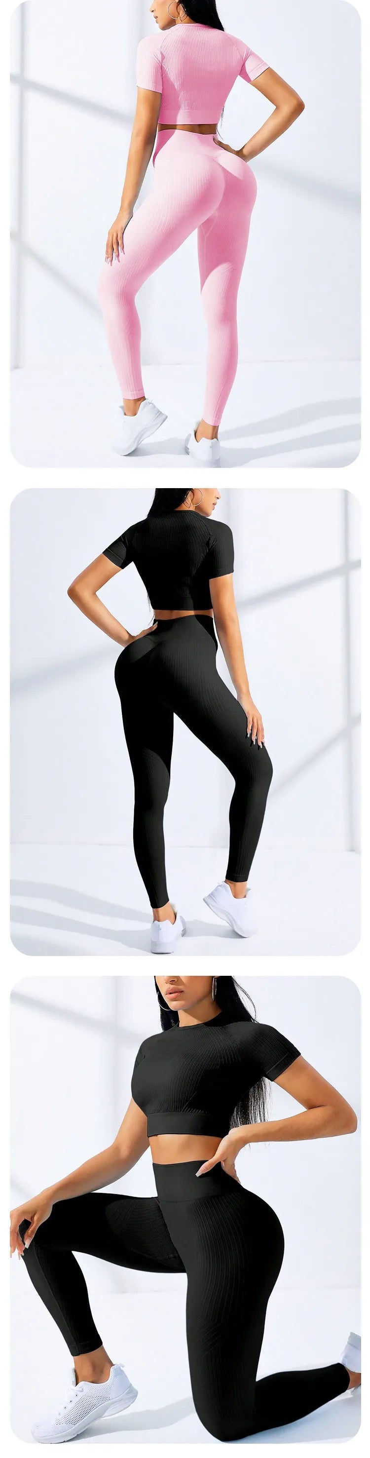 Women's High Waist Yoga Set – Sports Bra & Biker Shorts, Moisture-Wicking
