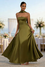 Women's Backless Tube Top High Waist Maxi Evening Gown