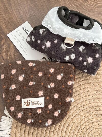 Fleece Pet Top with Lace Collar | Cozy Polyester Dog & Cat Sweater