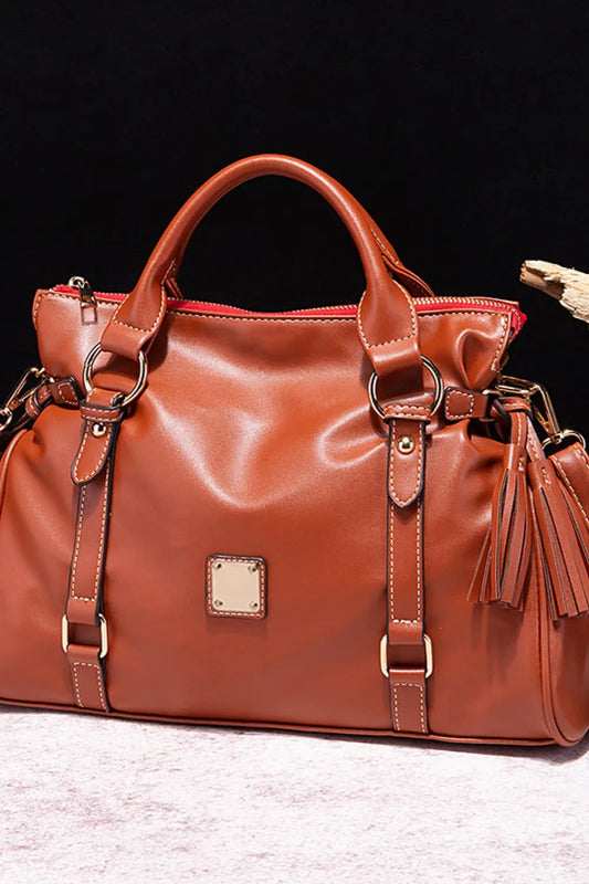 PU Leather Tassel Handbag – Large Shoulder Bag for Women