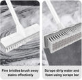 BOOMJOY 2-in-1 Floor Scrub Brush with Scraper | Long Handle Stiff Bristle Brush for Bathroom & Kitchen