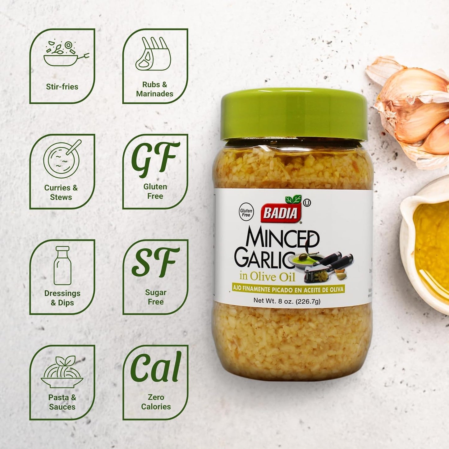 Badia Minced Garlic in Olive Oil, 8 oz Jar