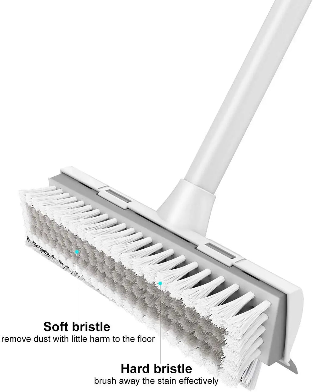 BOOMJOY 2-in-1 Floor Scrub Brush with Scraper | Long Handle Stiff Bristle Brush for Bathroom & Kitchen