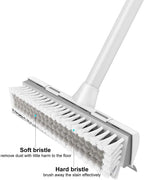 BOOMJOY 2-in-1 Floor Scrub Brush with Scraper | Long Handle Stiff Bristle Brush for Bathroom & Kitchen