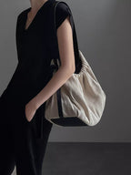 Drawstring Closure Handbag – Large Cotton Linen Shoulder Bag