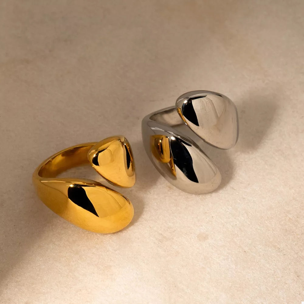 Stainless Steel Bypass Ring – 18K Gold & Silver-Plated