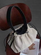 Drawstring Closure Handbag – Large Cotton Linen Shoulder Bag