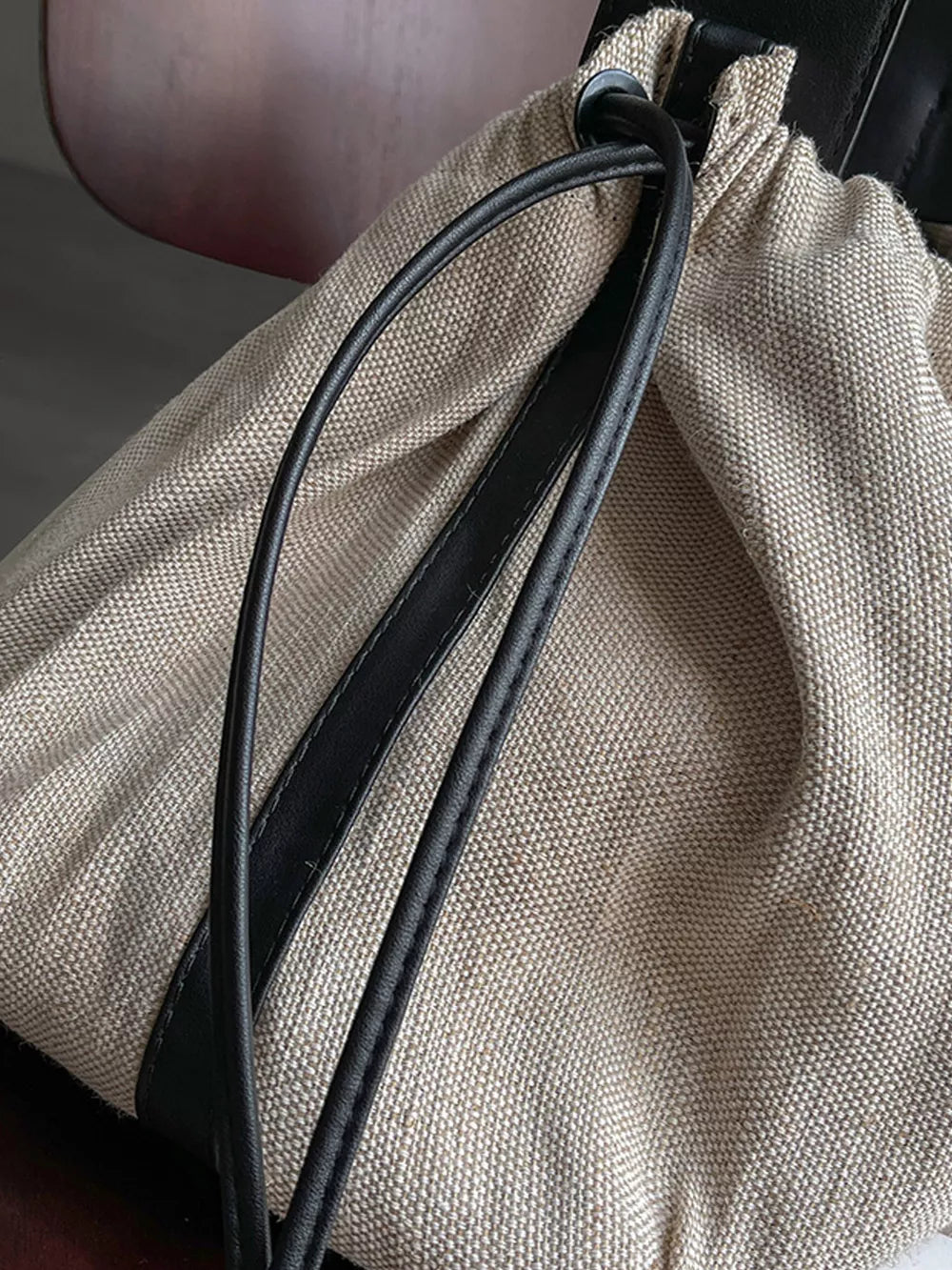 Drawstring Closure Handbag – Large Cotton Linen Shoulder Bag