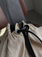 Drawstring Closure Handbag – Large Cotton Linen Shoulder Bag