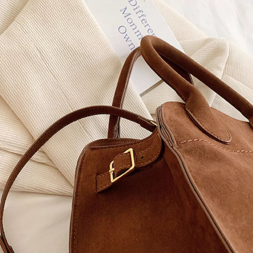 Suede Leather Large Handbag – Women's Oversized Tote